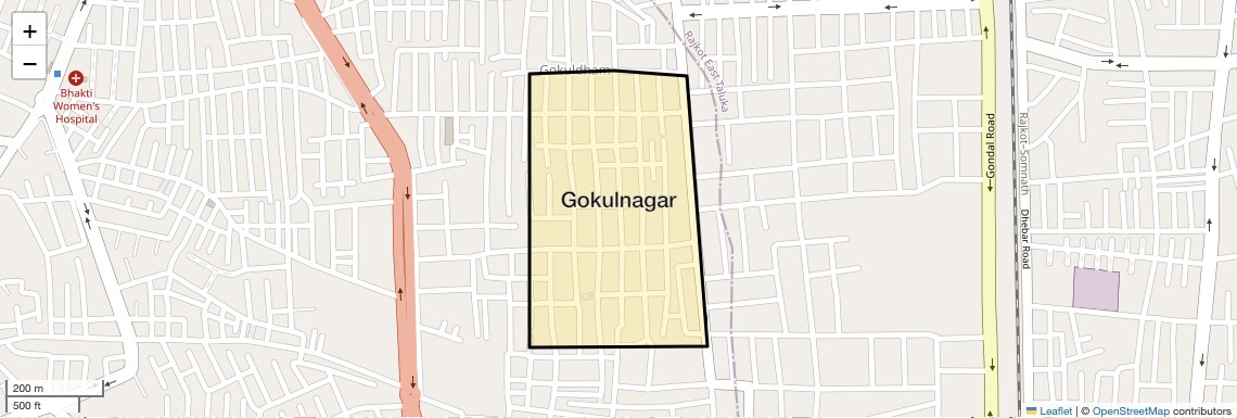 Location Map of Gokulnagar, Rajkot