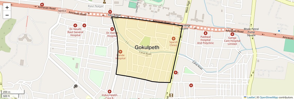 Location Map of Gokulpeth, Nagpur