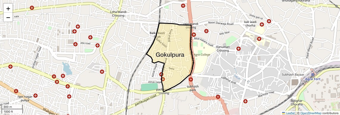 Location Map of Gokulpura, Agra