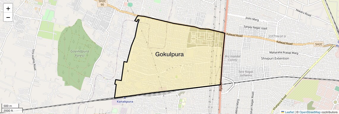 Location Map of Gokulpura, Jaipur
