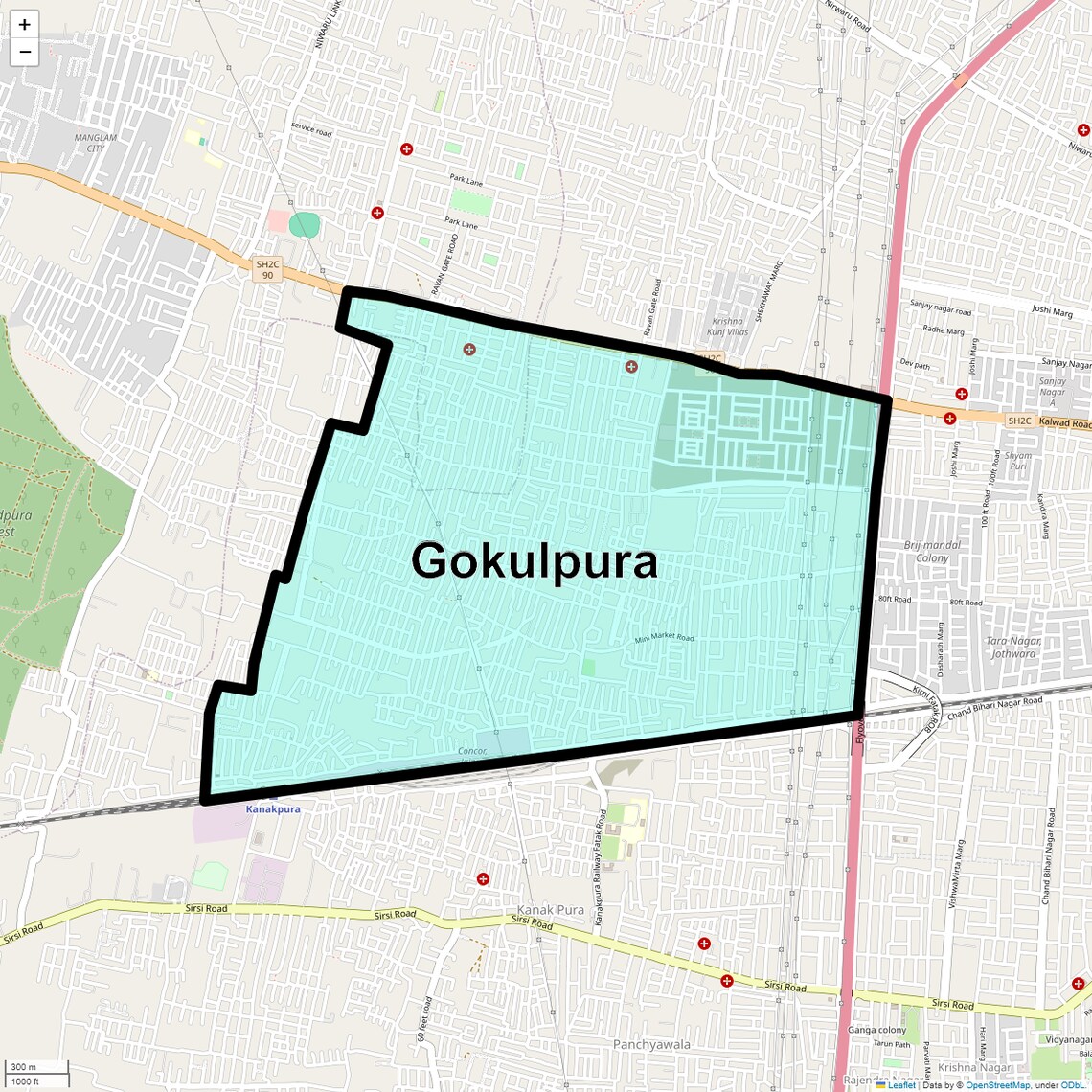 Location Map of Gokulpura, Jaipur