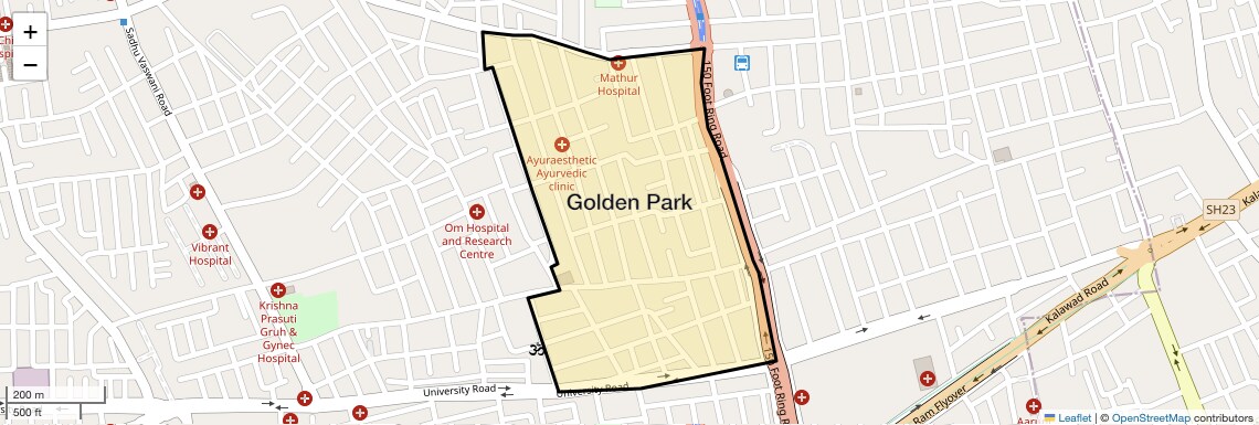 Location Map of Golden Park, Rajkot