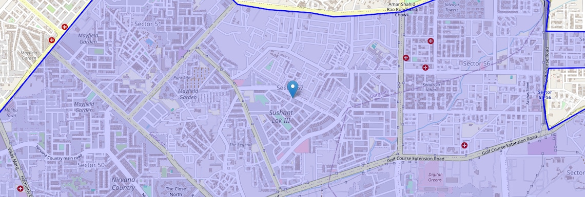 Location Map of Golf Course Extension, Gurgaon
