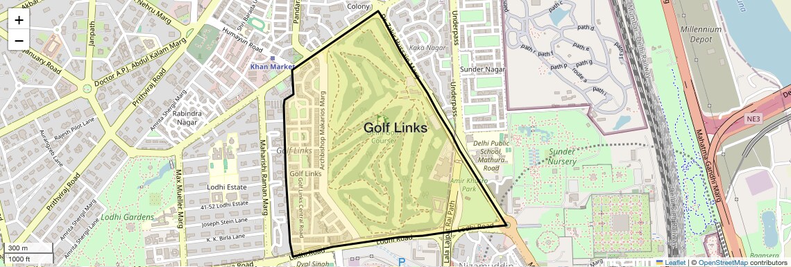 Location Map of Golf Links, Delhi