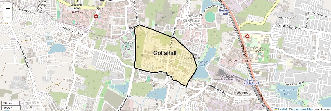 Location Map of Gollahalli, Bangalore