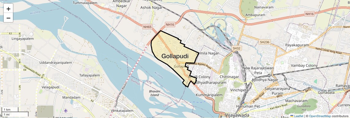 Location Map of Gollapudi, Vijayawada