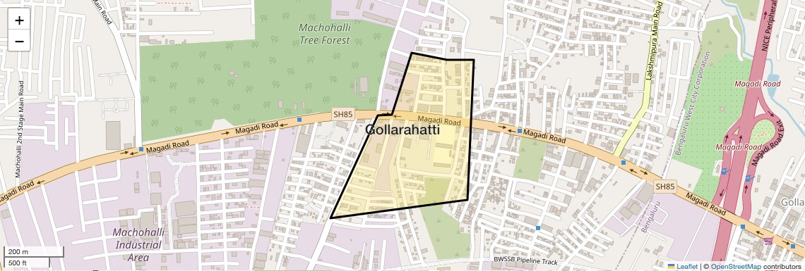 Location Map of Gollarahatti, Bangalore