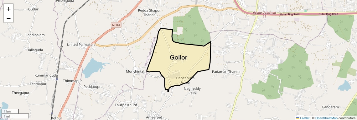 Location Map of Gollor, Hyderabad