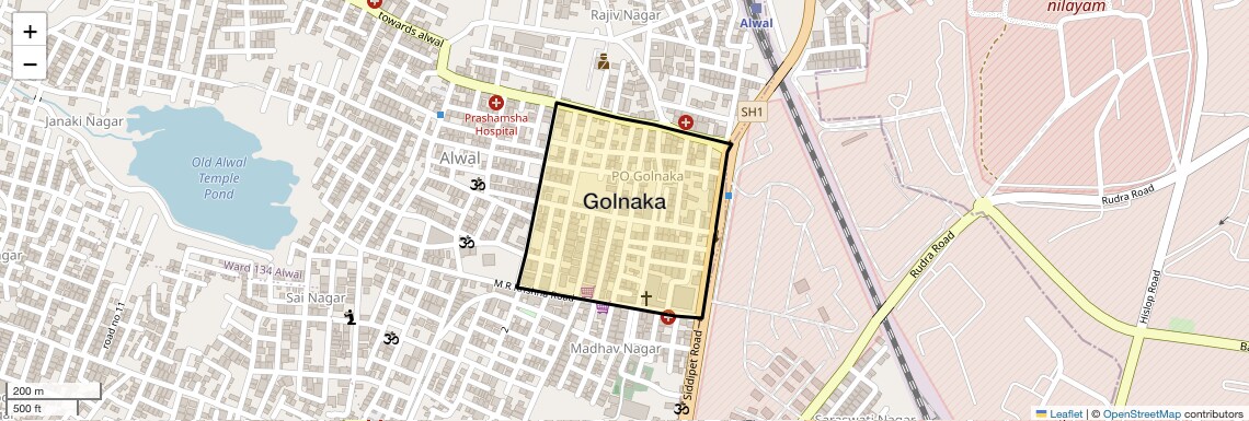 Location Map of Golnaka, Hyderabad