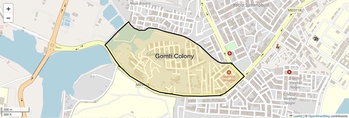 Location Map of Gomti Colony, Bhopal