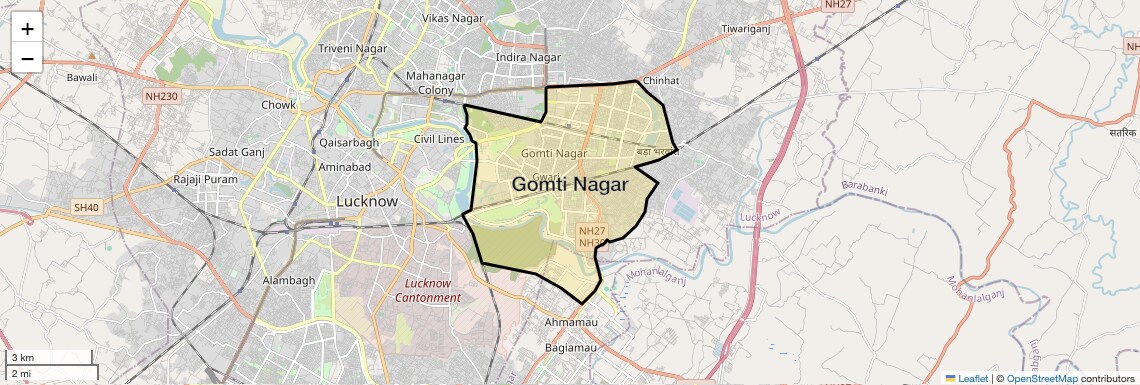 Location Map of Gomti Nagar, Lucknow