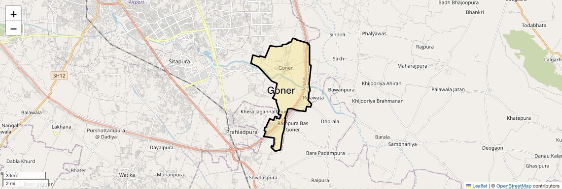 Location Map of Goner, Jaipur