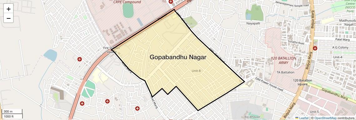 Location Map of Gopabandhu Nagar, Bhubaneswar