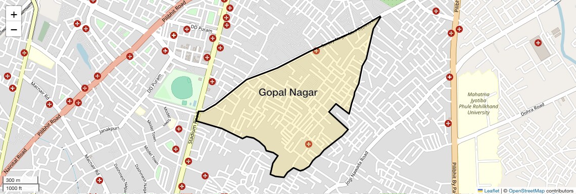 Location Map of Gopal Nagar, Bareilly