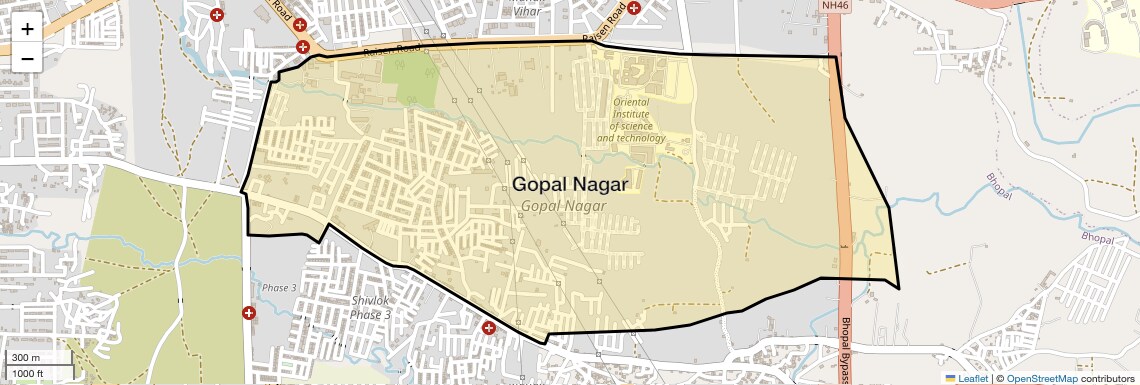 Location Map of Gopal Nagar, Bhopal