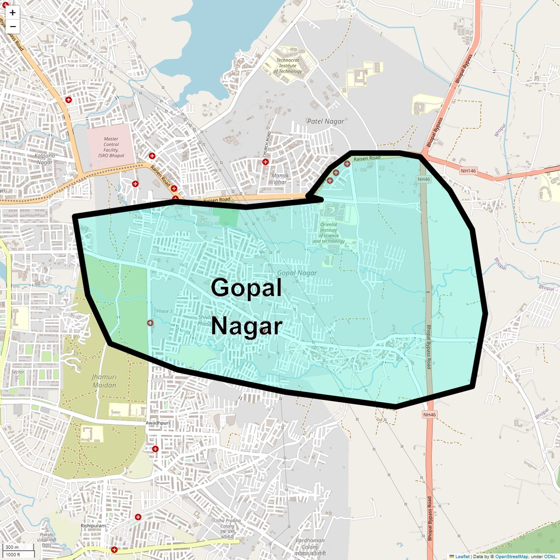 Location Map of Gopal Nagar, Bhopal