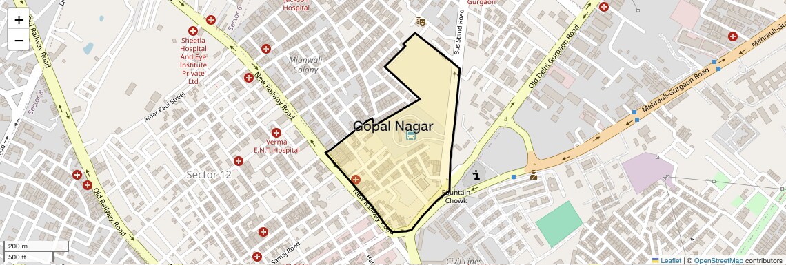 Location Map of Gopal Nagar, Gurgaon