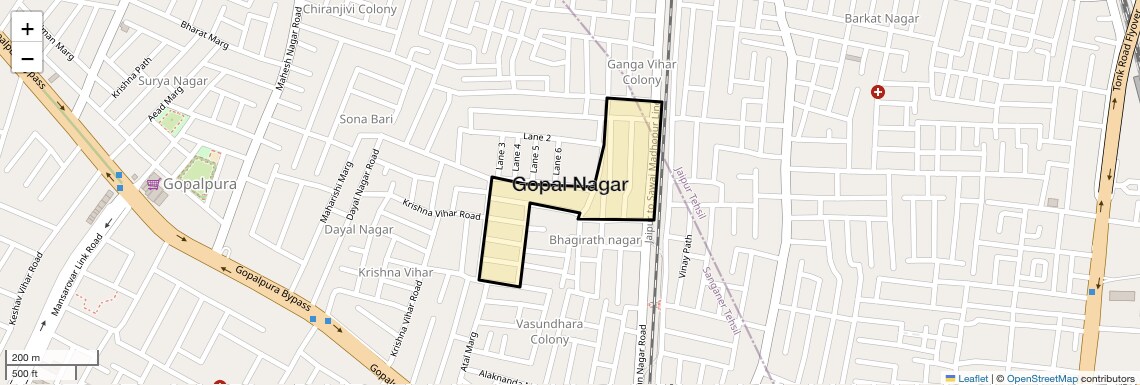 Location Map of Gopal Nagar, Jaipur