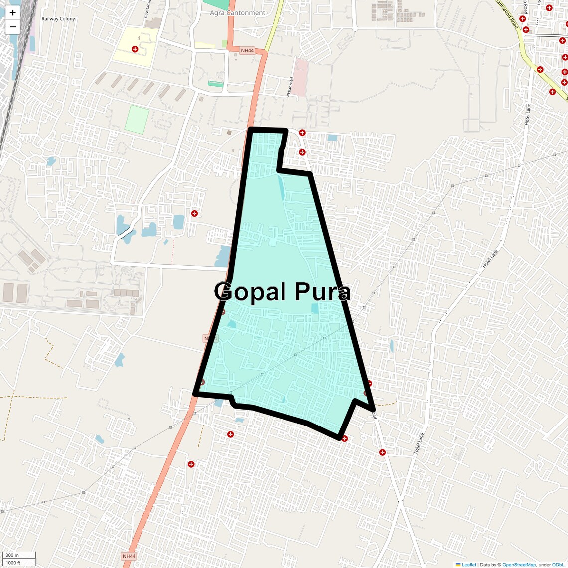 Location Map of Gopal Pura, Agra