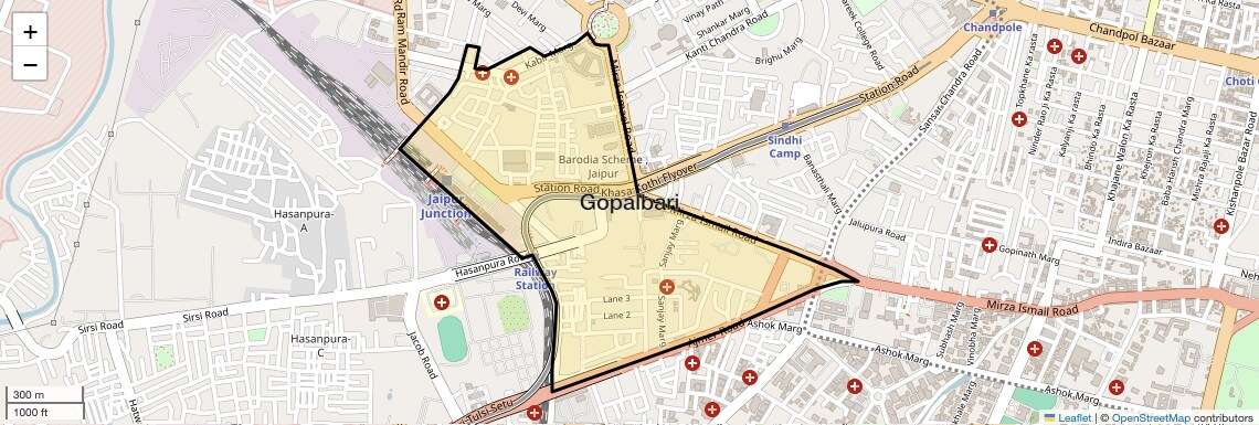 Location Map of Gopalbari, Jaipur