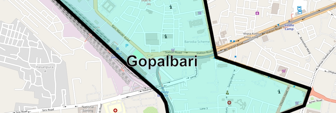Location Map of Gopalbari, Jaipur