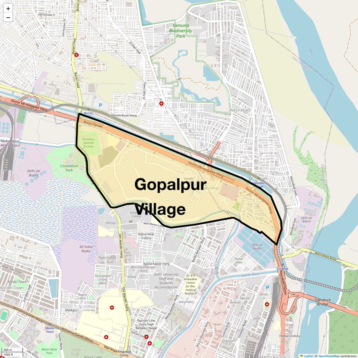 Location Map of Gopalpur Village, Delhi