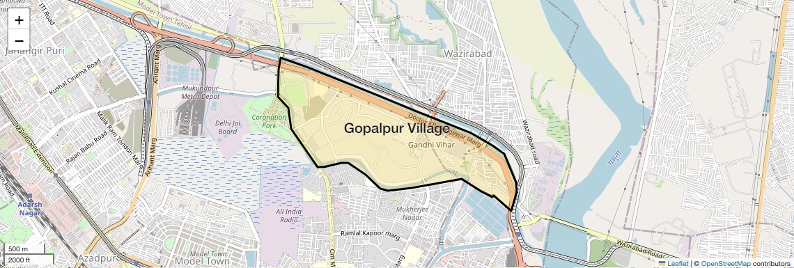 Location Map of Gopalpur Village, Delhi