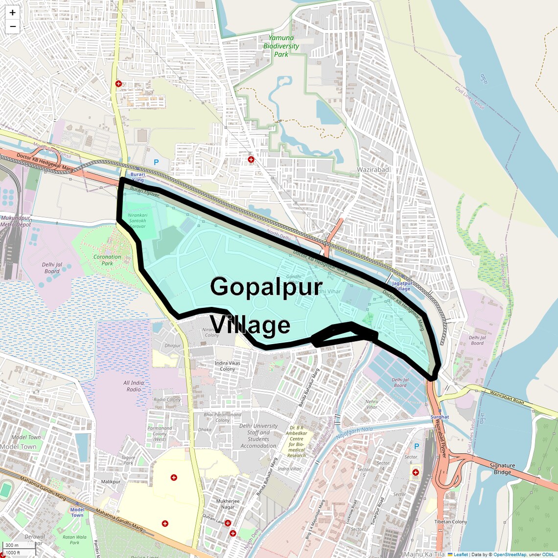 Location Map of Gopalpur Village, Delhi
