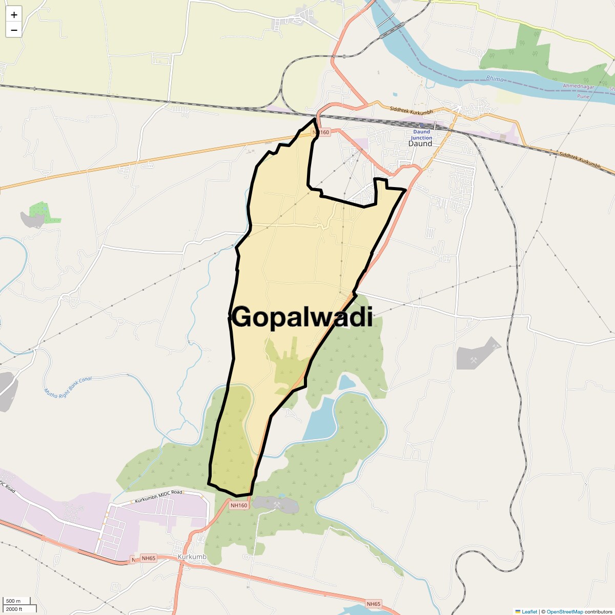 Location Map of Gopalwadi, Pune