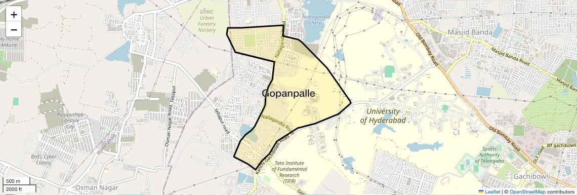 Location Map of Gopanpalle, Hyderabad