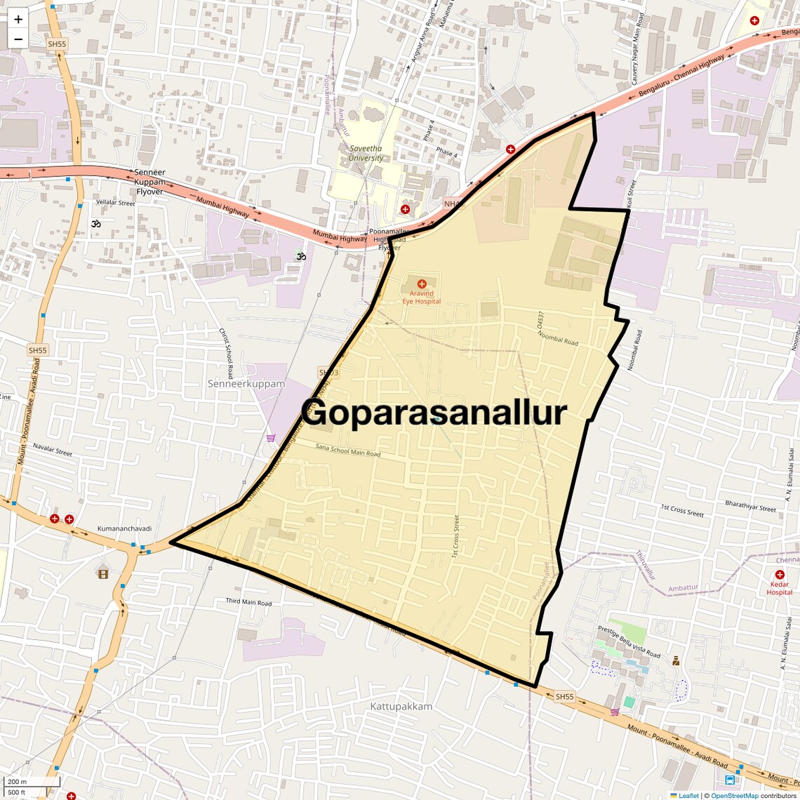 Location Map of Goparasanallur, Chennai