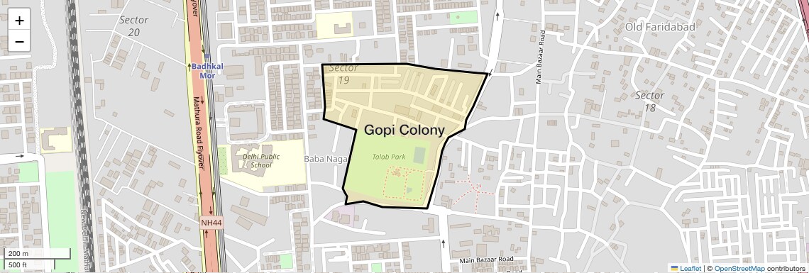Location Map of Gopi Colony, Faridabad