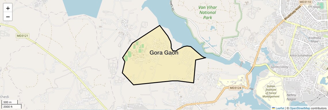 Location Map of Gora Gaon, Bhopal