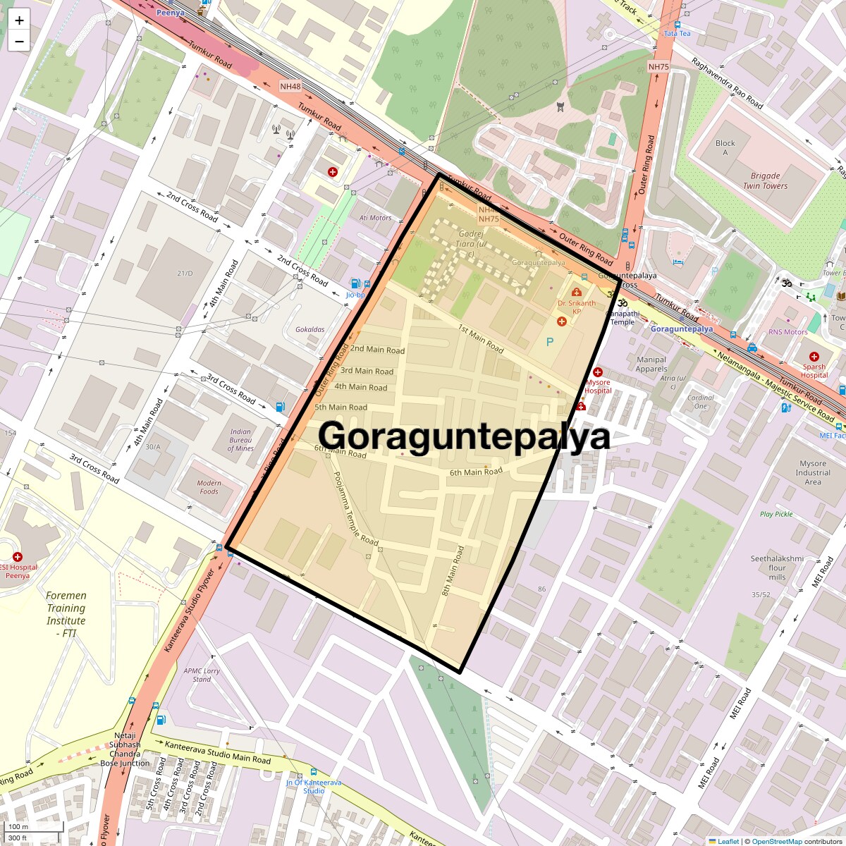 Location Map of Goraguntepalya, Bangalore