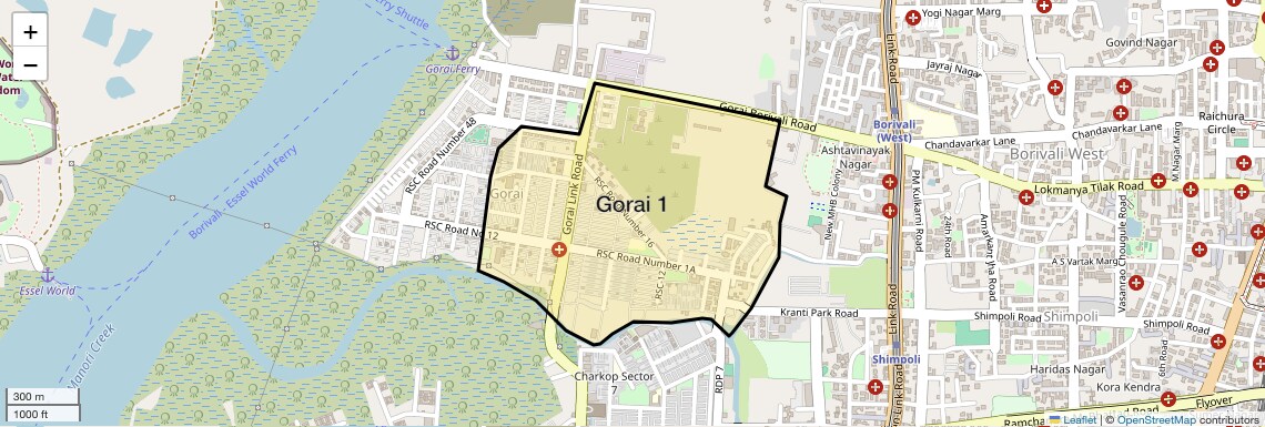 Location Map of Gorai 1, Mumbai