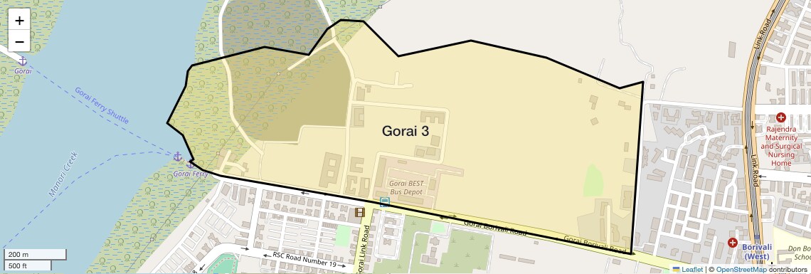 Location Map of Gorai 3, Mumbai