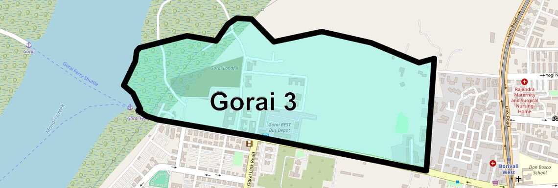 Location Map of Gorai 3, Mumbai