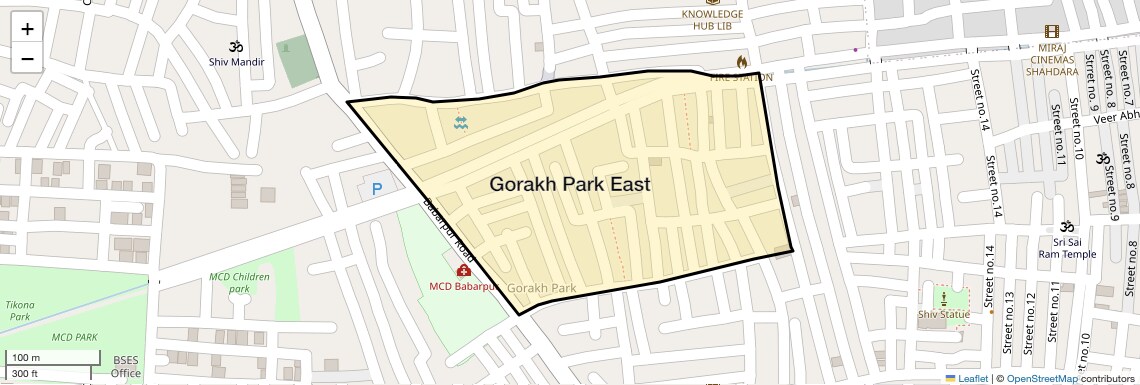 Location Map of Gorakh Park East, Delhi