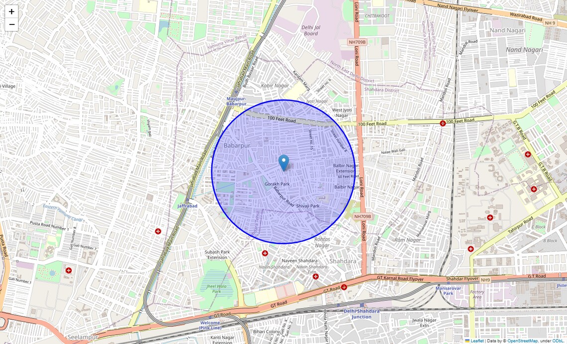 Location Map of Gorakh Park East, Delhi