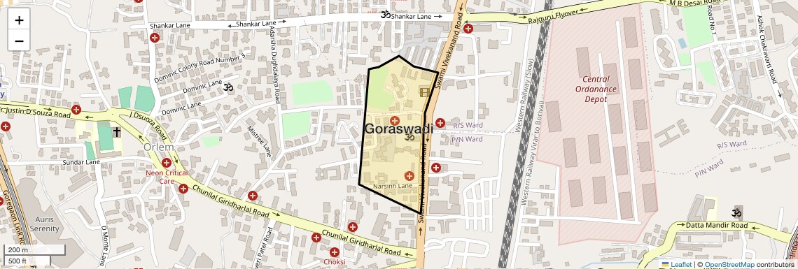 Location Map of Goraswadi, Mumbai