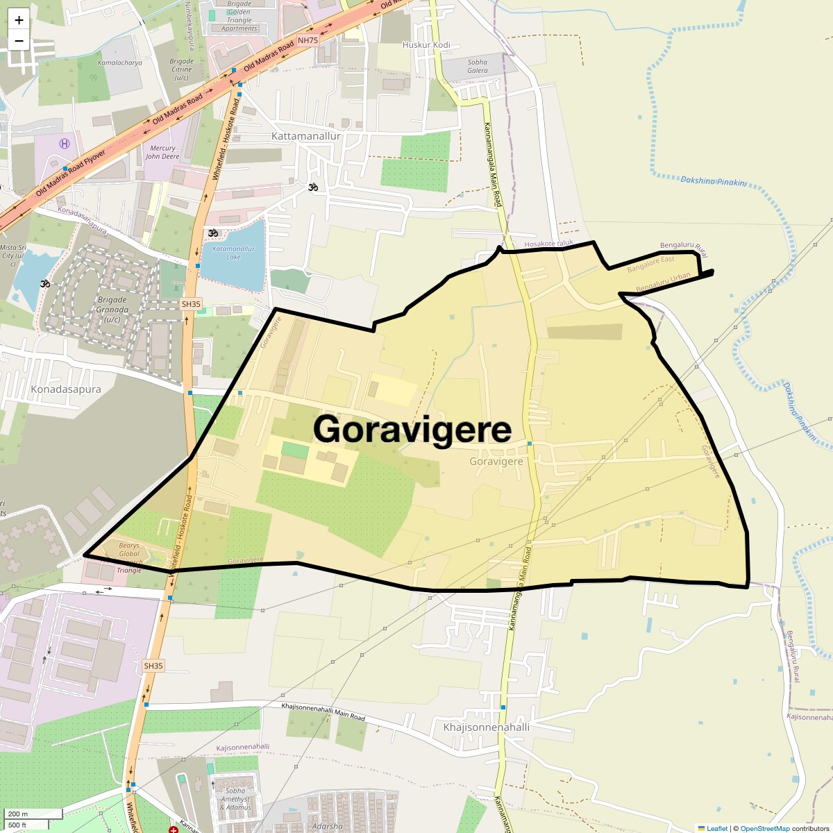 Location Map of Goravigere, Bangalore