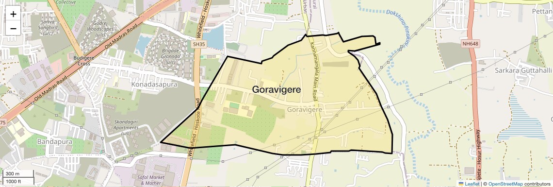Location Map of Goravigere, Bangalore