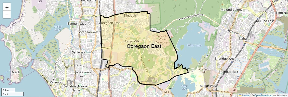 Location Map of Goregaon East, Mumbai