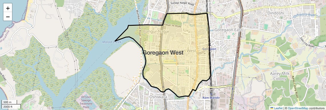 Location Map of Goregaon West, Mumbai