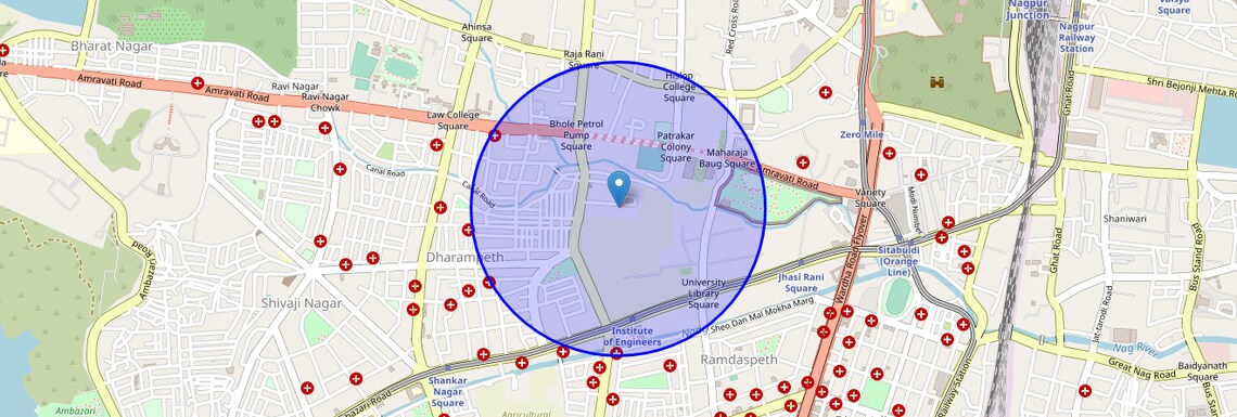 Location Map of Gorepeth, Nagpur
