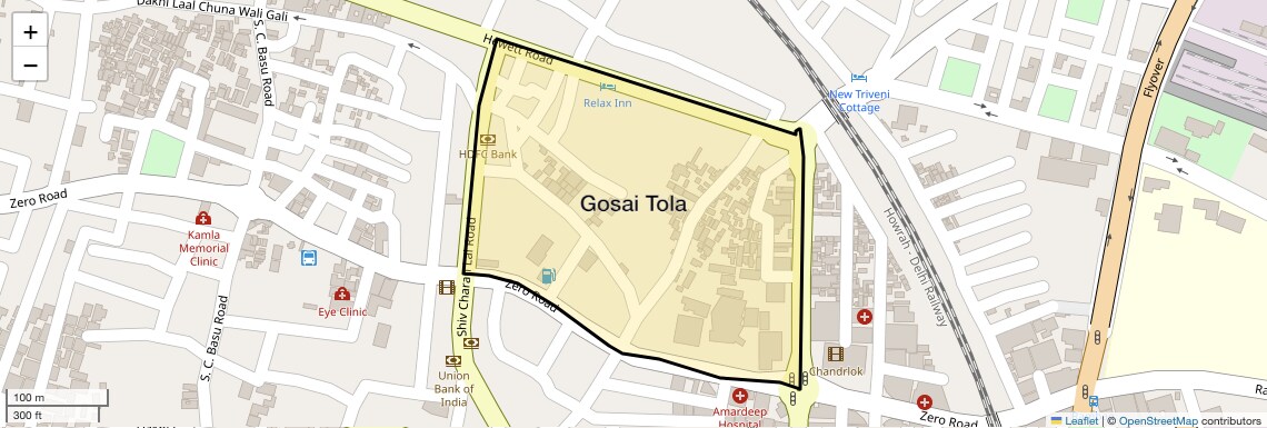 Location Map of Gosai Tola, Allahabad