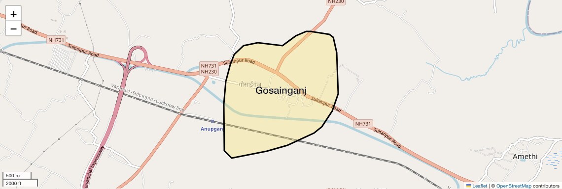 Location Map of Gosainganj, Lucknow