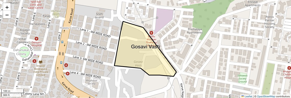 Location Map of Gosavi Vasti, Pune