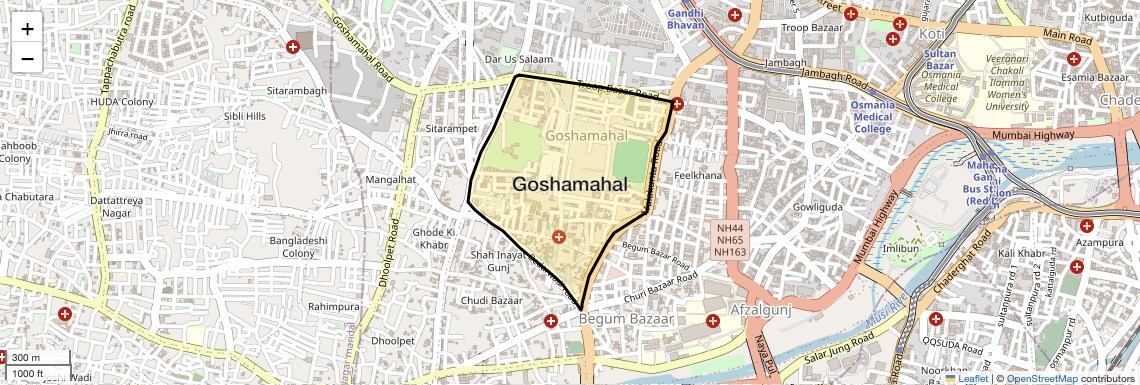 Location Map of Goshamahal, Hyderabad