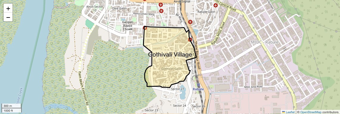 Location Map of Gothivali Village, Navi Mumbai